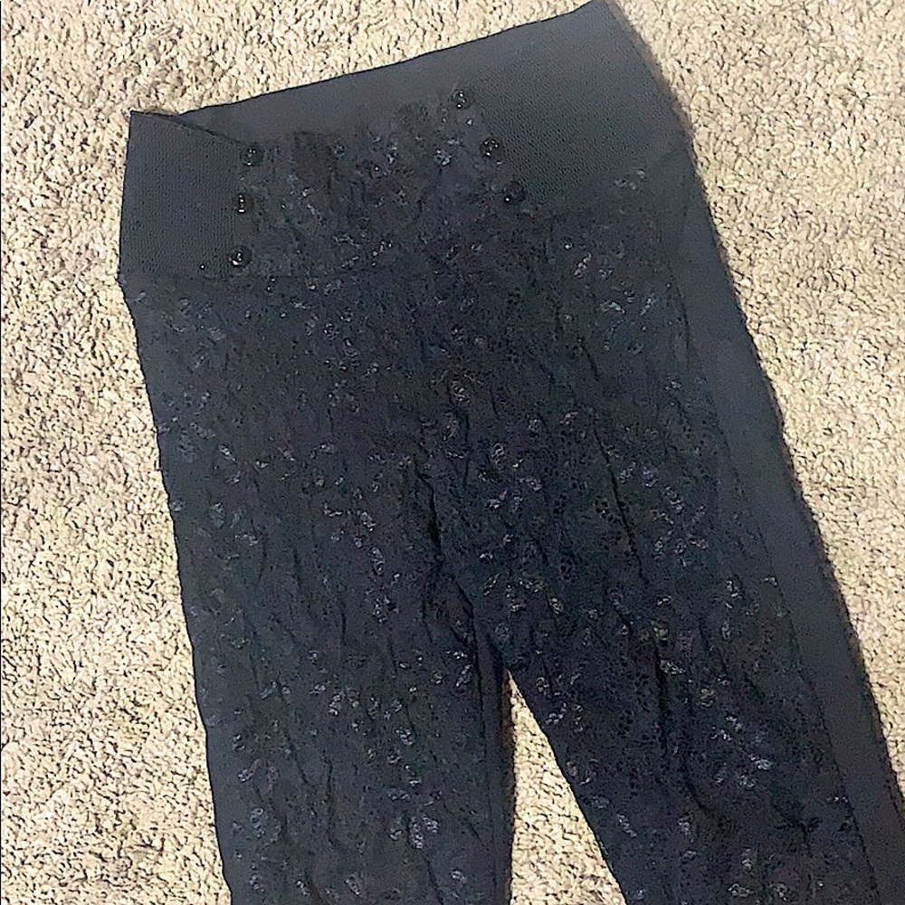 Black/denim lace high waist jegging